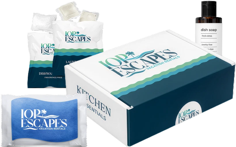 Branded kitchen essentials kit for an owner stay