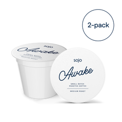Two 'Awake' sojo coffee k-cup pods