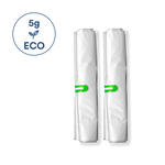 Two 5-gallon white eco trash bags folded