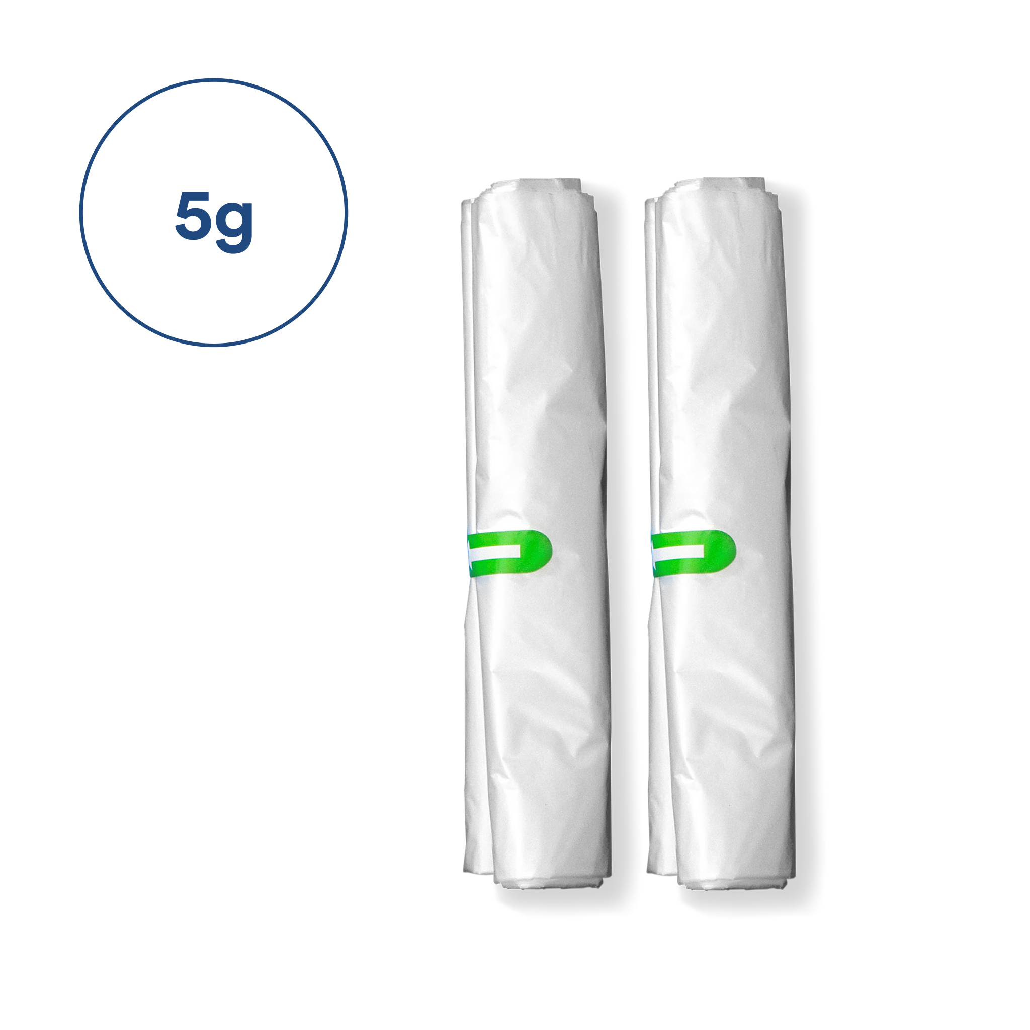 Two 5-gallon white trash bags folded 