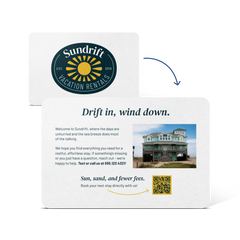 Rectangular, fully customizable welcome card, front and back