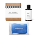 kitchen essentials kit with fresh citrus-scented dish soap and dish sponge in a box.