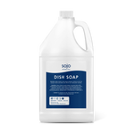 White and navy blue refill gallon of dish soap