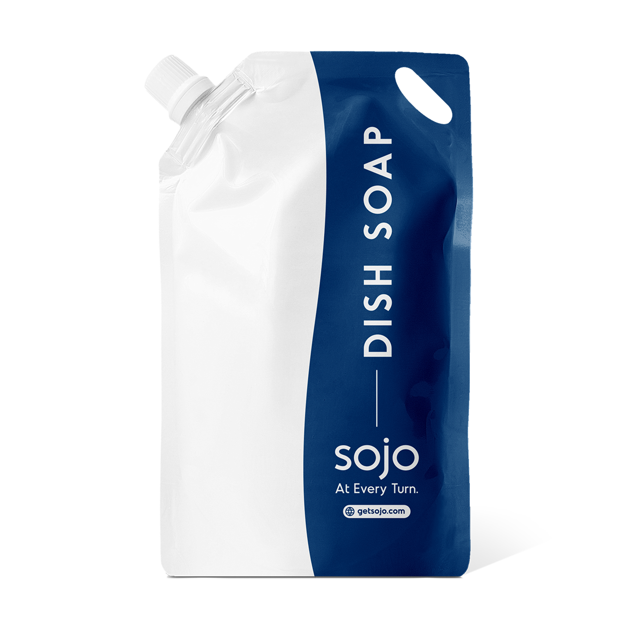 1 liter white and navy blue refill pouch of dish soap