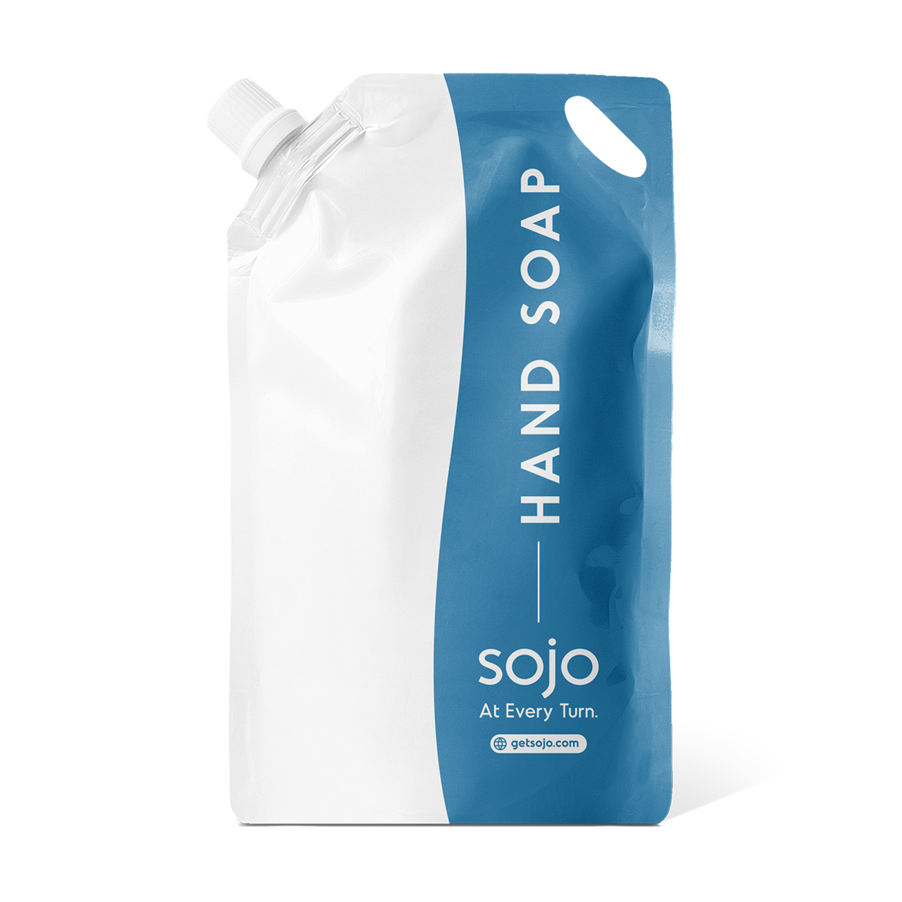 1 liter white and blue refill pouch of hand soap