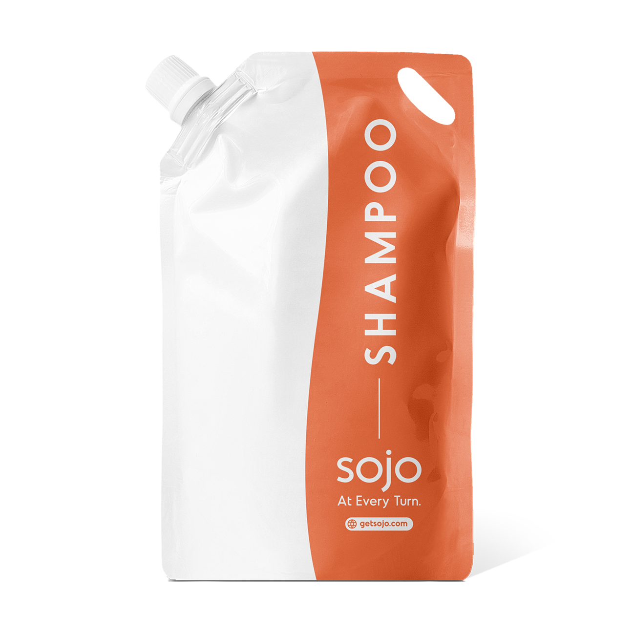 1 liter white and orange refill pouch of shampoo 