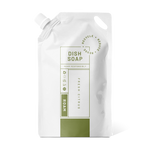 White and sage refill pouch of dish soap with fresh citrus label