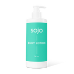 14oz White and teal refill bottle of body lotion with pump 