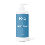 14oz White and blue refill bottle of hand soap with pump 